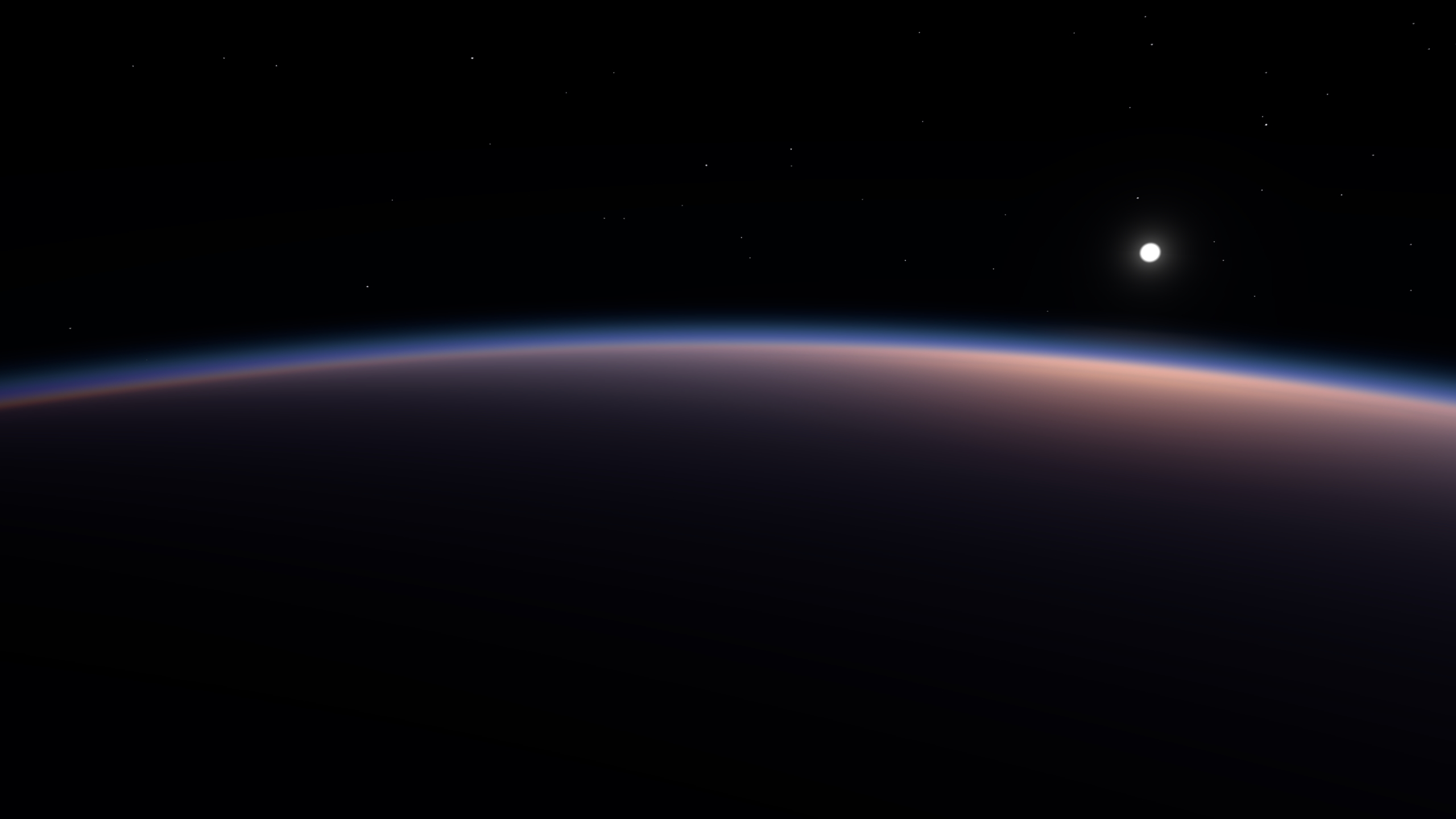 Атмосфера Земли из Космоса, с низкой орбиты в 200 км (игровой движок).